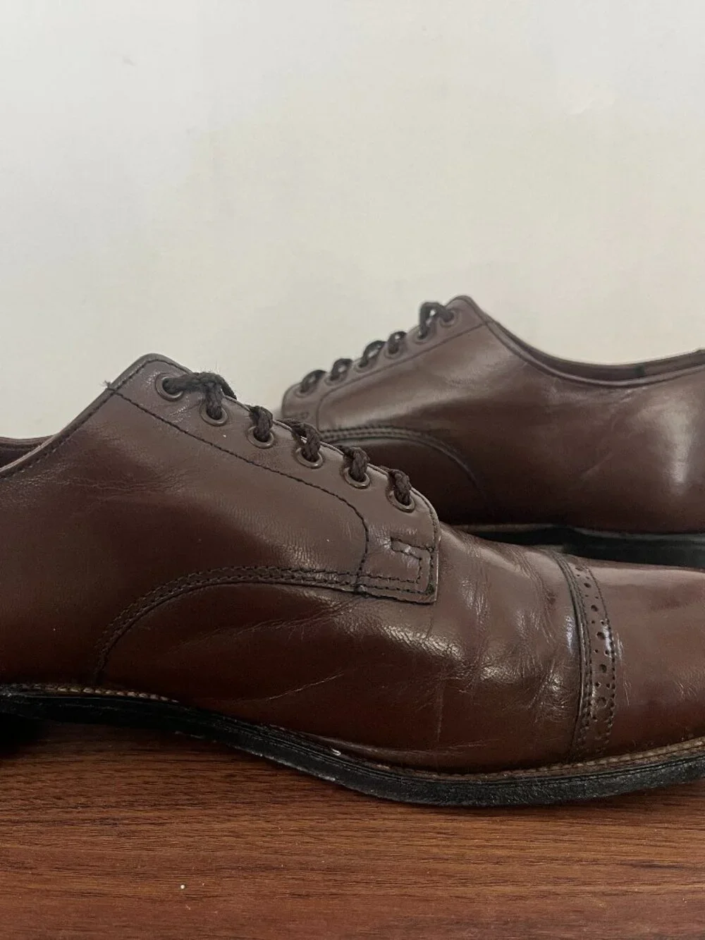 VTG Stacy Adams Men's 10D Brown Leather Oxford Lace Up Professional Work Dapper